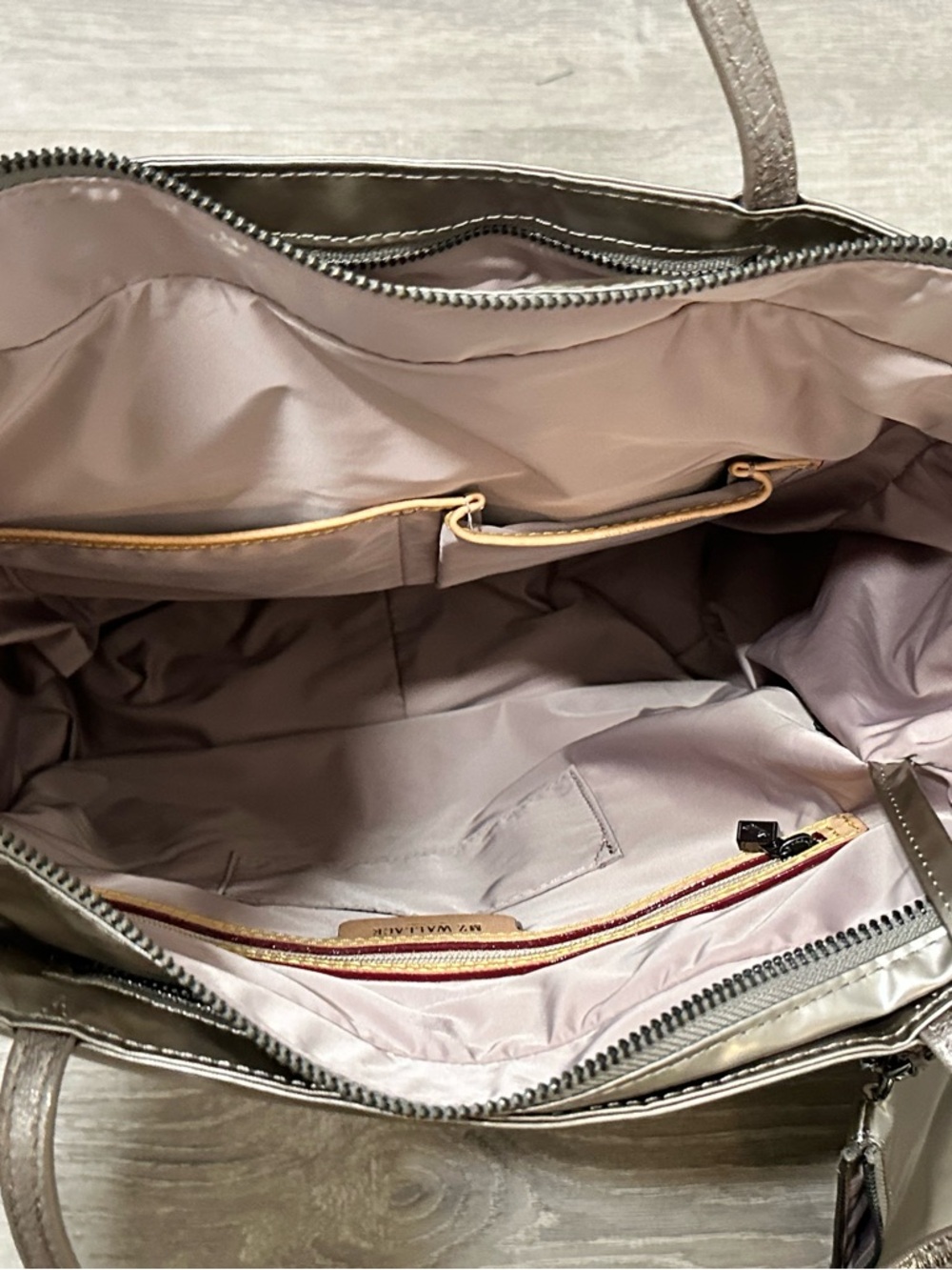 MZ Wallace Metallic Pewter Quilted Tote with Detachable Strap - Picture 5 of 8